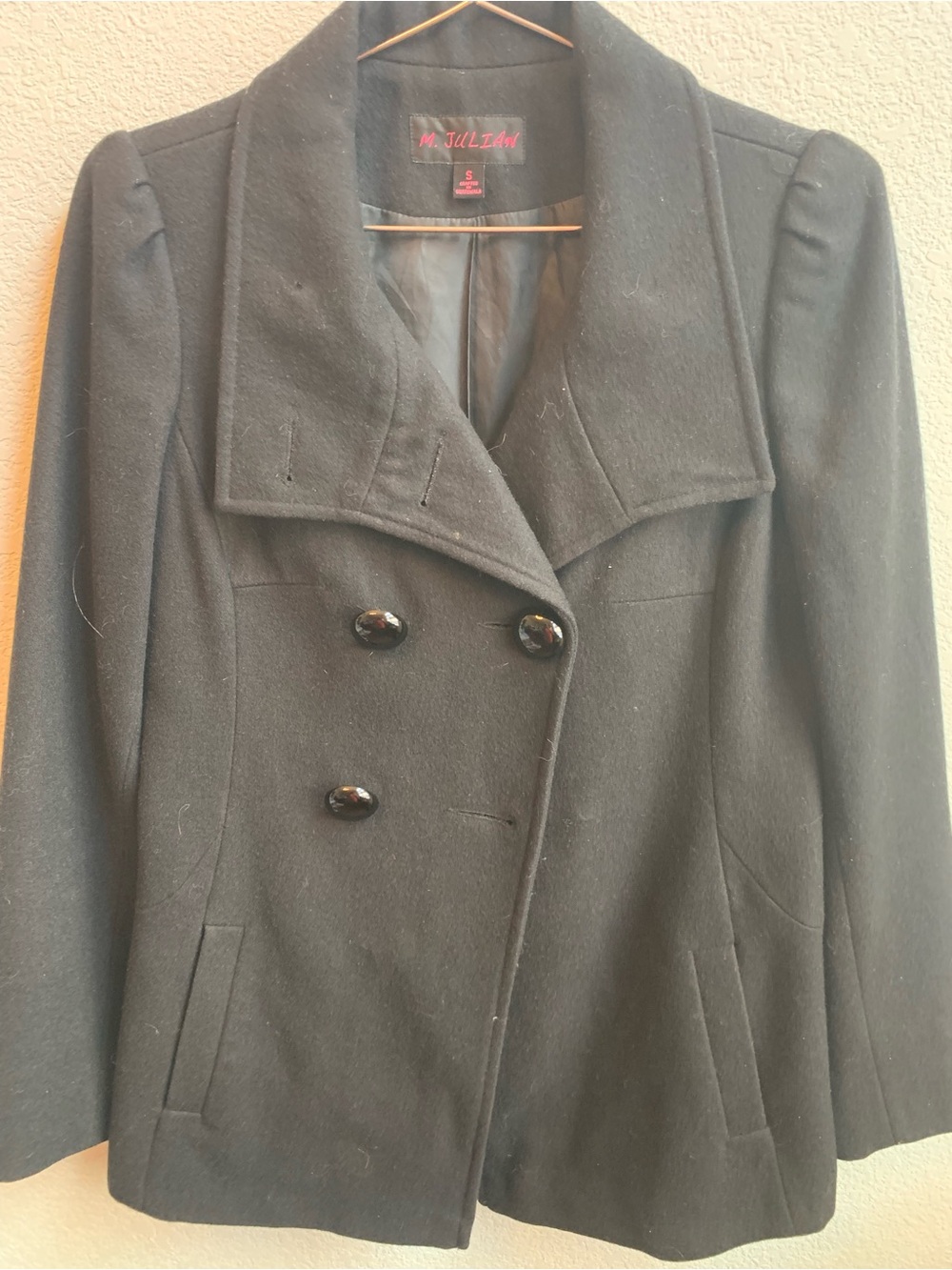 Black Double-Breasted Wool Peacoat - M. Julian